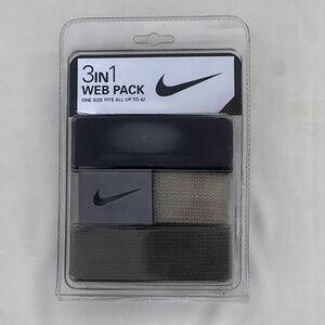 New Nike 3-in-1 Web Pack Belt Black/Olive/Tan Adjustable fits up to 42